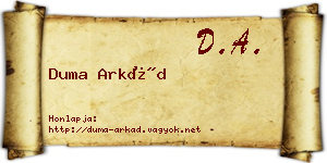 Duma Arkád névjegykártya