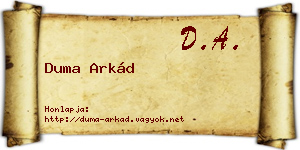 Duma Arkád névjegykártya